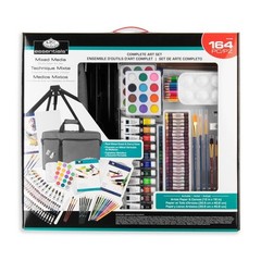 Deluxe Mixed Media Art Set 164 Pieces Easel Acrylic Paints Draw Pencils Brushes