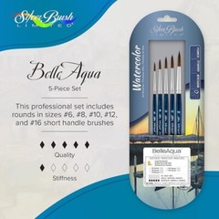 NIP Silver Brush Ltd BELLEAQUA 5 Pc WATERCOLOR Brushes BA-2706S Pro Soft FREE SH