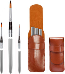 Travel Watercolor Brushes, round Extra Long Synthetic Sable Paint Brushes 3Pcs
