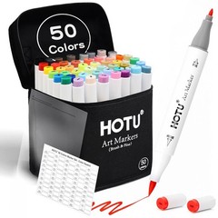 Alcohol Markers Brush Tip -50 Colors Brush & Fine Dual Tip Art Markers for Wo…