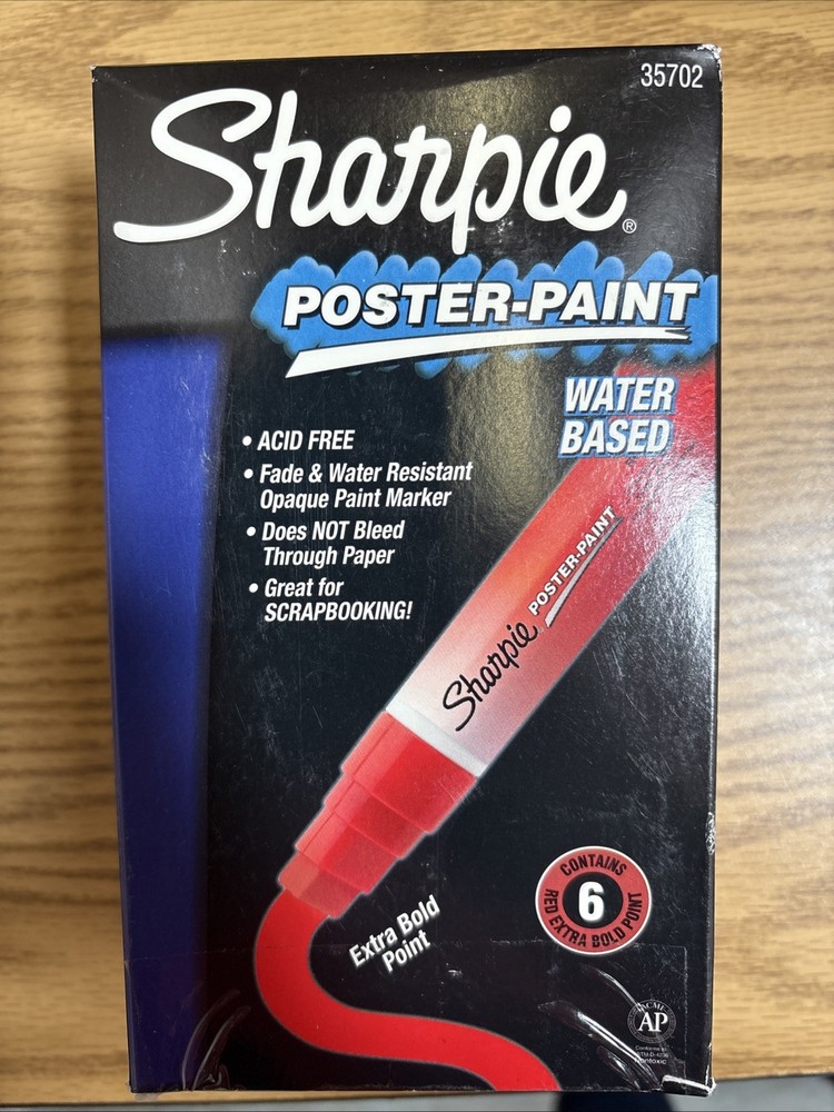 Sharpie Poster-Paint Water Based Red Extra Bold Point, 6pk