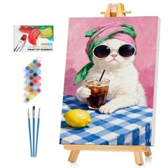 Framed Paint by Numbers Kit for Adults Beginner & Kids Ages 812, Funny Cat Pa…