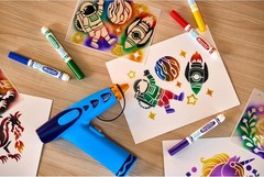 Marker Airbrush Spray Art Kit, Battery-Powered Sprayer with 8 Washable Markers &