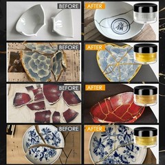 Kintsugi Repair Kit, Food Safe Gold & Silver Kintsugi Kit for Broken Ceramics, G