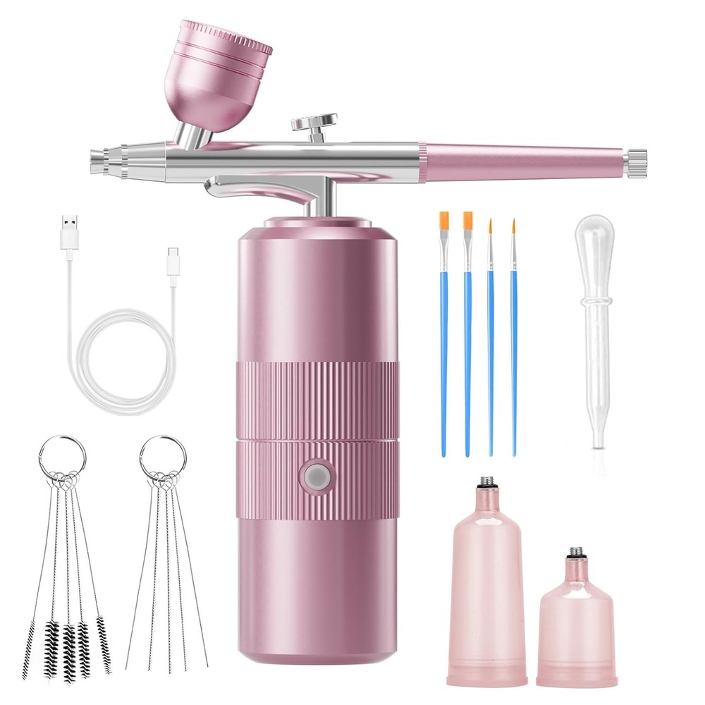Airbrush Kit Portable Compressor 48PSI High Pressure Spray Gun Set Mini Machine