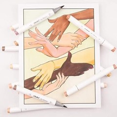 Ohuhu 36 Fine Tip Skin Tone Markers Set with Blender Pen, Honolulu B Series