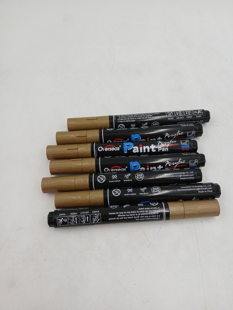 Overseas Acrylic Paint Marker Pens Gold Lot of 7 Art Craft DIY Set Drawing