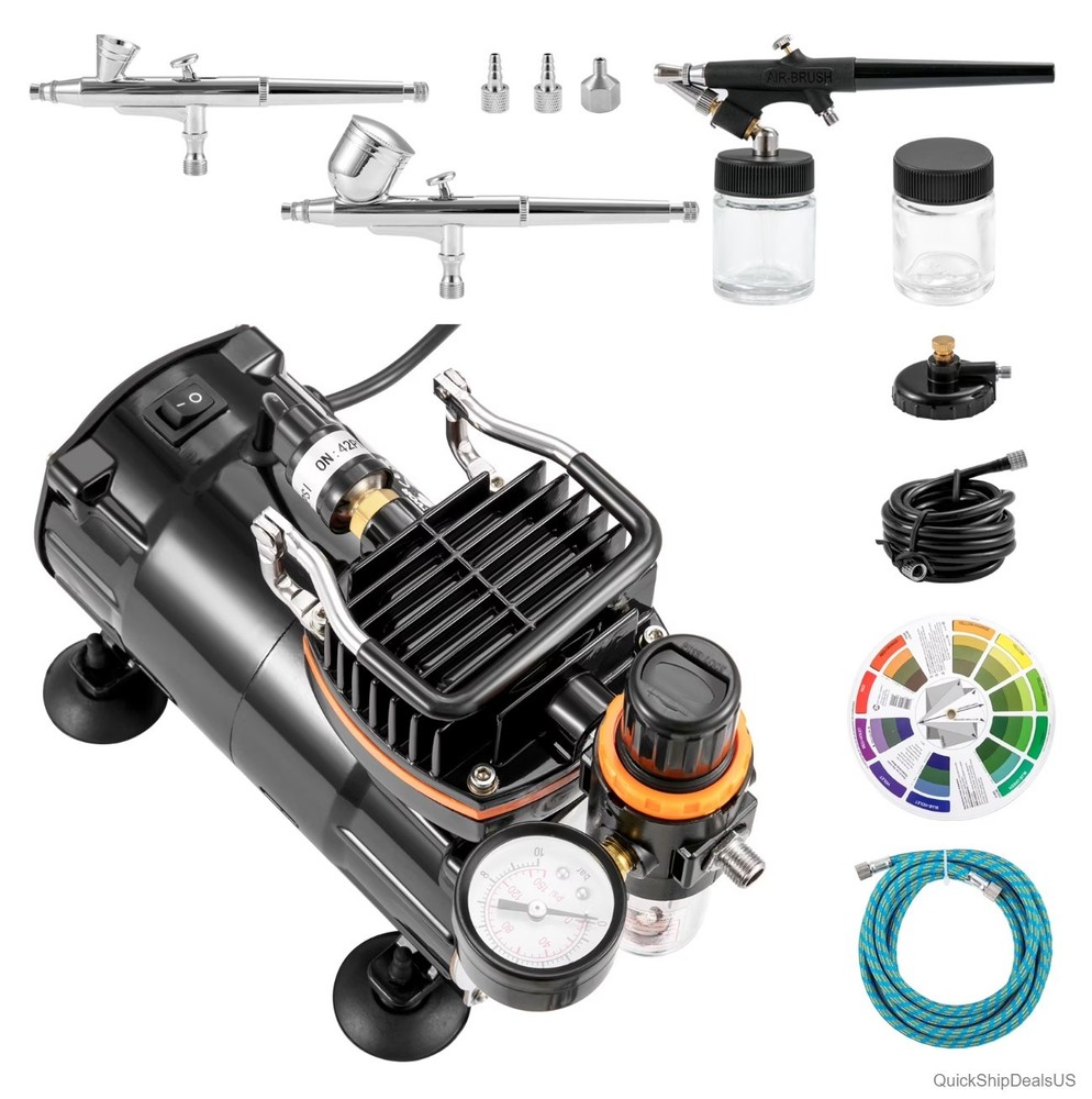 Airbrush Set 0.2mm 0.3mm 0.8mm 110V Dual-Action Gravity Feed Compressor Kit