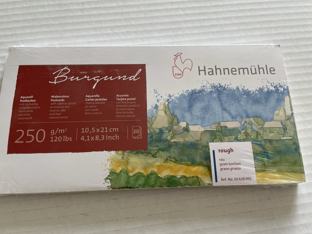 Hahnemuhle Burgund Watercolor Postcard Pad 250gsm Rough 20 Cards 4.1″ x 8.3″