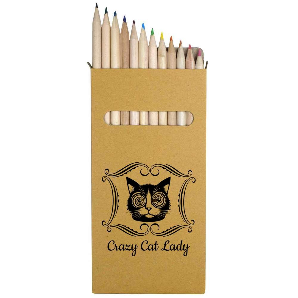 12 x ‘Funny Crazy Cat Lady’ Long Colour Pencils (PE00094887)