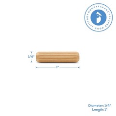 Wood Dowel Pins 1 inch x 1/4 inch Fluted, for Furniture & Crafts|Woodpeckers