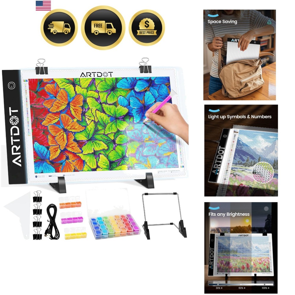 LED Light Pad for Diamond Painting Kits Art Light Board with Adjustable Brigh…