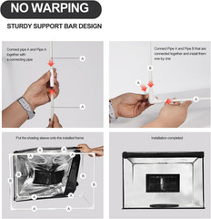 16.6in Airbrush Spray Booth Foldable LED Turntable Dual Exhaust Fans Paint Kit