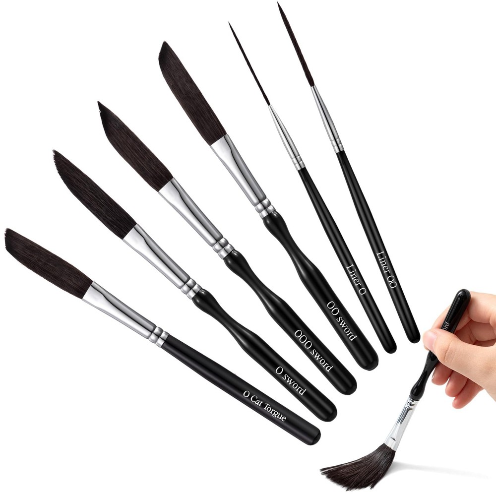 6 Pieces Pinstriping Brush Set, Mixed Squirrel & Goat Hair, Professional Deta…