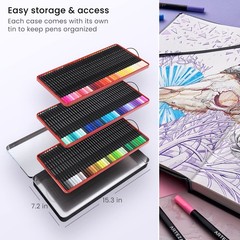 ARTEZA Inkonic Fineliners Fine Point Pens, Set of 120 Fine Tip Markers with Colo