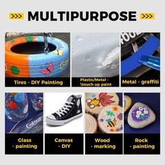Tire Marker Paint Pens 8Pc White Red Yellow Blue 3-15mm Tip Waterproof Jumbo