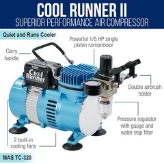 Airbrush Kit 3 Airbrushes 0.3mm 0.8mm Compressor Cool Runner II Master Dual Feed