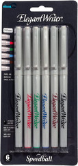 Elegant Writer Calligraphy 6 Marker Set Assorted Colors 3.0 Mm Chisel