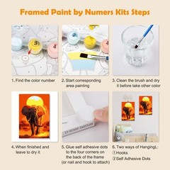 Paint by Numbers Kit for Adults with Frame, Elephant Paint by Number Canvas, Sun