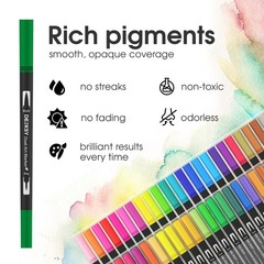 48 PCS Watercolor Markers Dual Tip Brush Fineliner Calligraphy Sketching Art