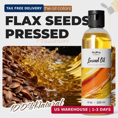 Nicpro Linseed Oil for Painting, 120ml (4oz) Refined Linseed Oil Medium for Thin