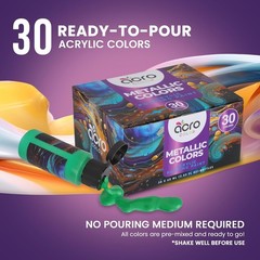 Metallic Acrylic Pouring Paint Set – Set of 30 Metallic Colors – Pre-Mixed Hi…