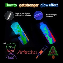 Artecho Glow in the Dark Paint 18 6.7 Fl Oz (Pack of 1), Glow&Neon-18 colors