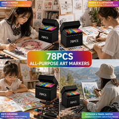 78PCS/23PCS Dual Tip Alcohol Art Marker Set