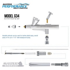 Master G34 Gravity Feed Airbrush Kit Mini Air Compressor, Hobby Craft Art Cake