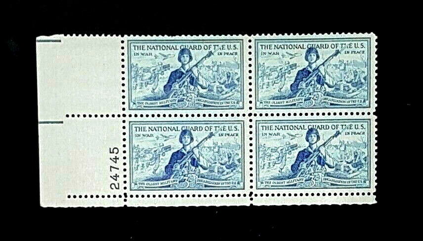 1953 Plate Block 1017, MNH US! National Guard, Army Navy Marines Air Force!
