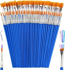 Small Paint Brushes Bulk, 110 Pcs Flat Tip Round Acrylic Small, Blue