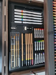 Art 101 USA Creative Tools Watercolor Art Set with 108 Piece Woodgrain Case 7/22