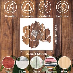 9 Pcs Large Flower Stencils for Painting Reusable Floral Crafts Stencils Set …