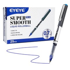 EYEYE Blue Rollerball Pens 0.7mm, 25 Pack Liquid Ink 25 Pack, 0.7mm