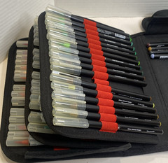 Arteza Real Brush Pens 93 Markers Black & Red Case with Handle & Strap
