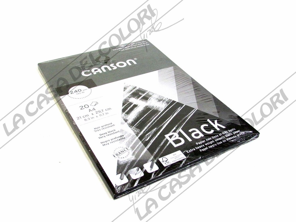 CANSON BLACK – 240 g/sqm – A4 – SMOOTH BLACK PAPER BLOCK