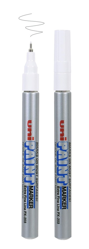 Uni Paint PX203 OilBased Markers Extra Fine Line 0.8mm Silver 2 PCS