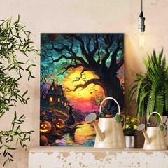 Tucocoo Halloween Spooky Scenery Paint by 16”x20”(Frameless), 03