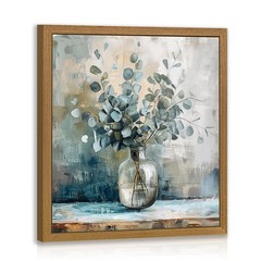 HLXRAE Eucalyptus Leaf Wall Art, Sage Green Botanical Canvas Print, Rustic Fa…