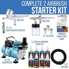 Master Airbrush Cool Runner II Dual Fan Air Compressor Airbrushing System Kit wi