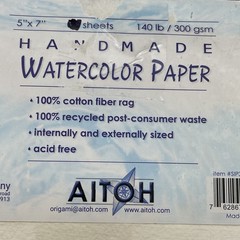Aitoh Handmade Watercolor Paper 5×7 140lb 300gsm Cotton Acid Free 29 Sheets