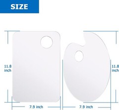 Tamaki 2 Pack 11.8 x 7.9 Inch Acrylic Paint Palette x inch, Clear