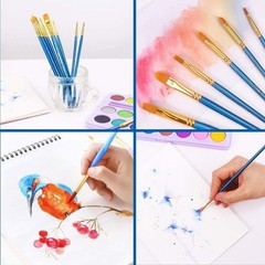 Easy-Clean 10-Pc Acrylic Paint Brush Set – Ideal for Oil, Watercolor, and More