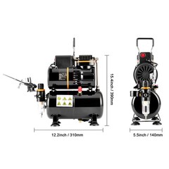 VEVOR Airbrush Kit Dual Fan Air Tank Compressor System Kit with 3.5L Air Tank