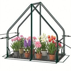 Waterproof Clear PVC Plant Grow Tent with Metal Frame, Wind Resistant