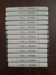 Copic Art/Sketch Markers – Full Cool Gray Set + Black and Colorless Blender