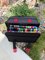 Arteza Case with lot of 49 Tombow ABT water based dual pen markers + Micron