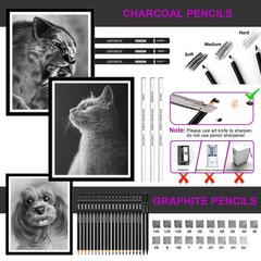 HIFORNY 70 Pcs Drawing Set Sketching Kit – Sketch Pencils Art Supplies for Adult
