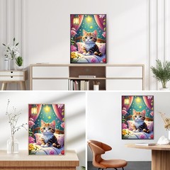 DIY Cartoon Cat Diamond Art Kit for Adults Beginners, Full Drill Bedroom Diamond