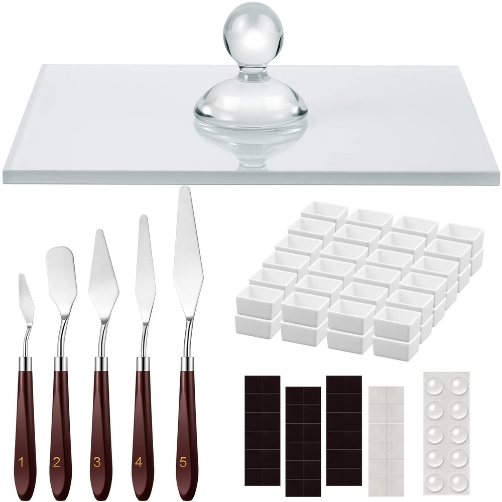 Watercolor Paint Muller 109 Pcs 2.95 Dia Round Handle Clear Nuanchu Glass Slab